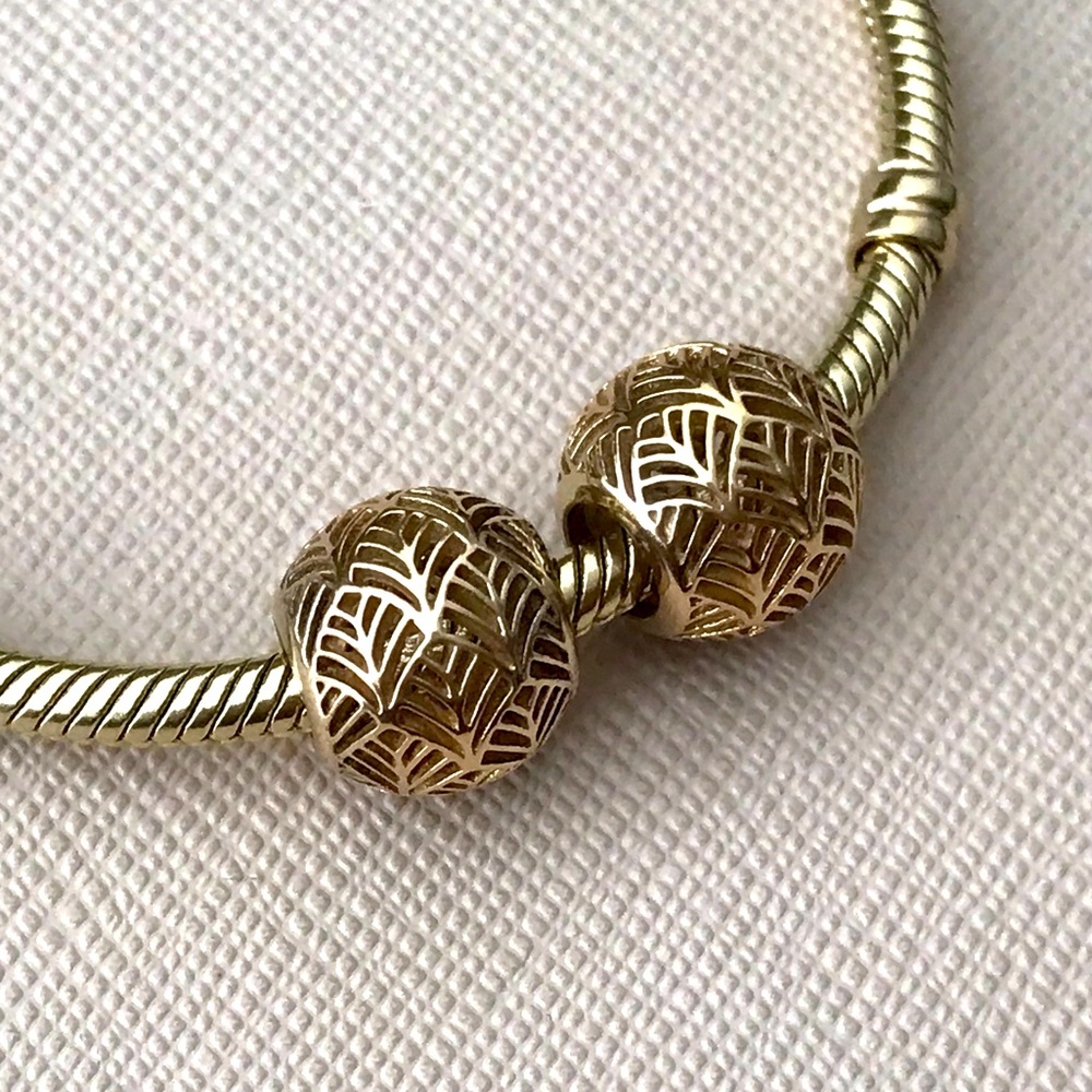 2 Pandora 14k gold Tropicana Openwork Charms
